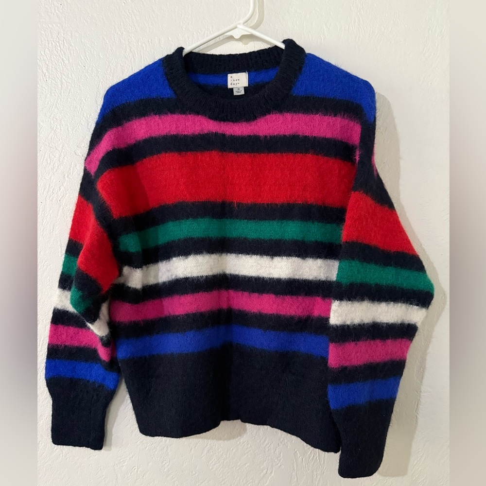 A New Day Multicolor Striped Crew Neck Sweater